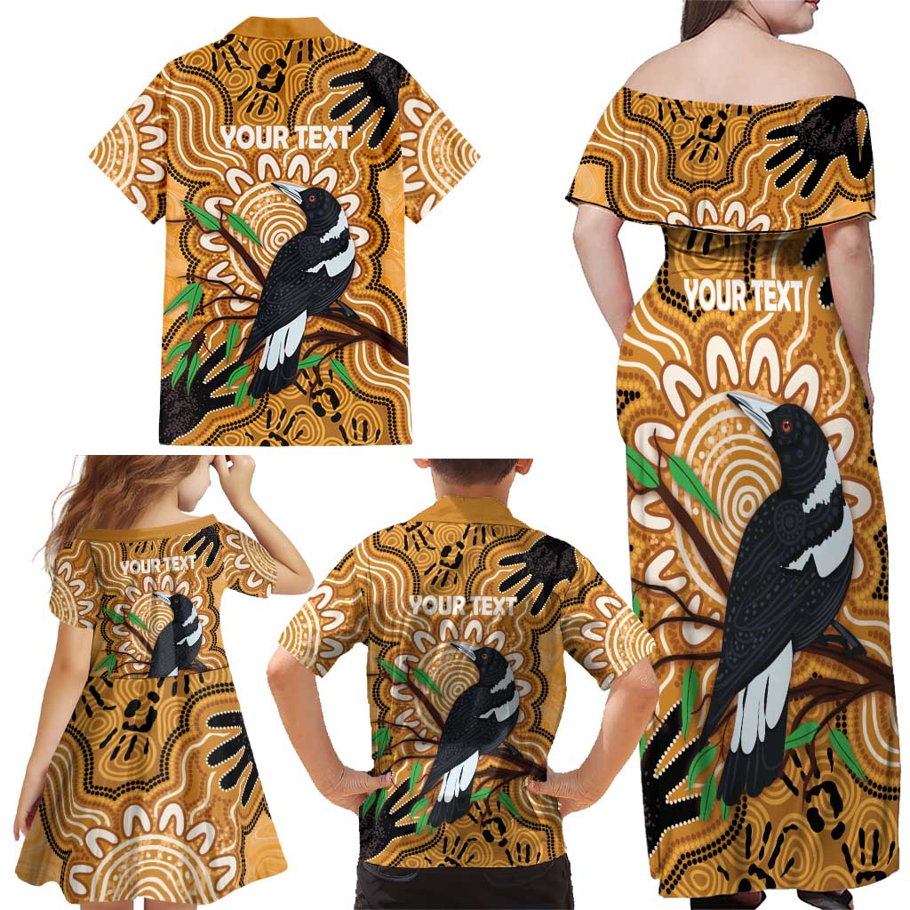 Personalised Australia Magpie NAIDOC Week 2026 Family Matching Off Shoulder Maxi Dress and Hawaiian Shirt 50 Years of Deadly Aboriginal Art