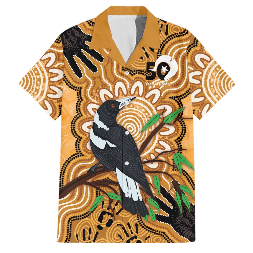 Personalised Australia Magpie NAIDOC Week 2026 Family Matching Off Shoulder Maxi Dress and Hawaiian Shirt 50 Years of Deadly Aboriginal Art