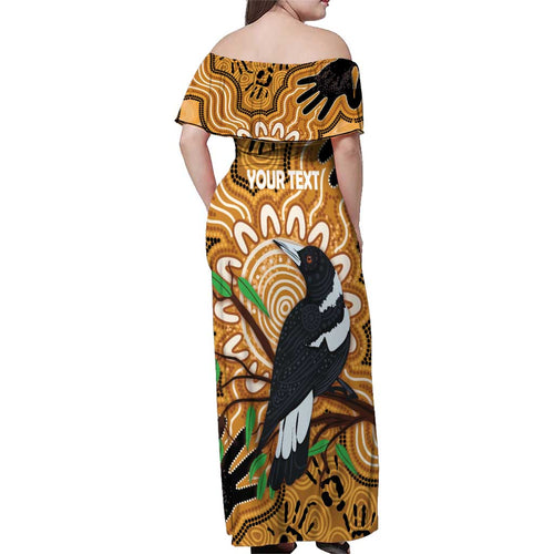 Personalised Australia Magpie NAIDOC Week 2026 Family Matching Off Shoulder Maxi Dress and Hawaiian Shirt 50 Years of Deadly Aboriginal Art