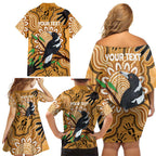 Personalised Australia Magpie NAIDOC Week 2026 Family Matching Off Shoulder Short Dress and Hawaiian Shirt 50 Years of Deadly Aboriginal Art