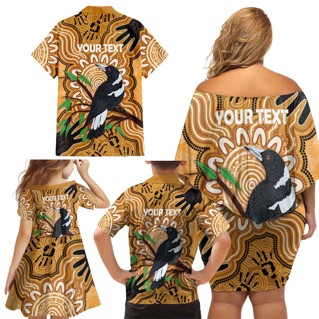 Personalised Australia Magpie NAIDOC Week 2026 Family Matching Off Shoulder Short Dress and Hawaiian Shirt 50 Years of Deadly Aboriginal Art