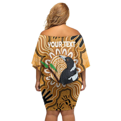 Personalised Australia Magpie NAIDOC Week 2026 Family Matching Off Shoulder Short Dress and Hawaiian Shirt 50 Years of Deadly Aboriginal Art
