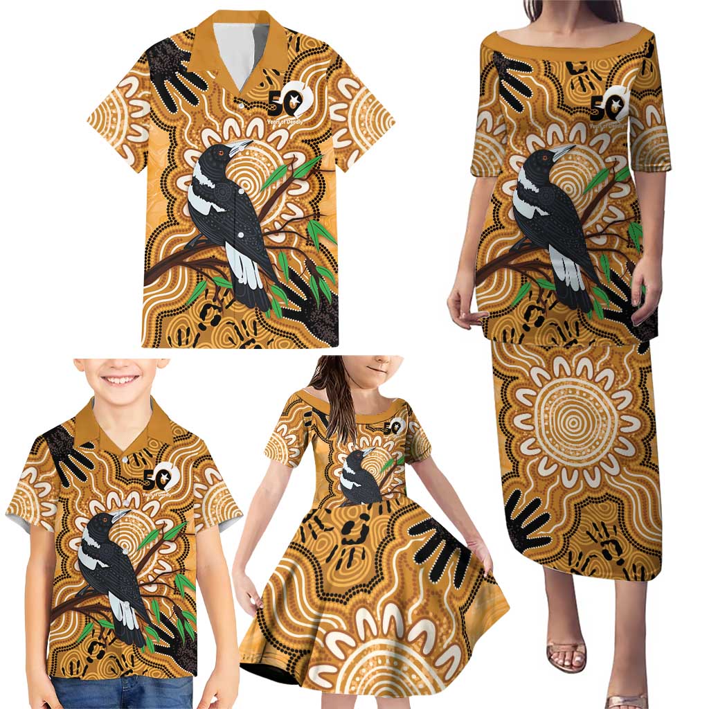 Personalised Australia Magpie NAIDOC Week 2026 Family Matching Puletasi and Hawaiian Shirt 50 Years of Deadly Aboriginal Art