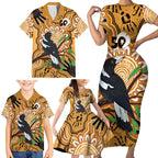 Personalised Australia Magpie NAIDOC Week 2026 Family Matching Short Sleeve Bodycon Dress and Hawaiian Shirt 50 Years of Deadly Aboriginal Art