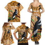 Personalised Australia Magpie NAIDOC Week 2026 Family Matching Summer Maxi Dress and Hawaiian Shirt 50 Years of Deadly Aboriginal Art