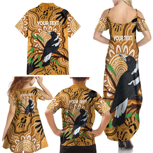 Personalised Australia Magpie NAIDOC Week 2026 Family Matching Summer Maxi Dress and Hawaiian Shirt 50 Years of Deadly Aboriginal Art