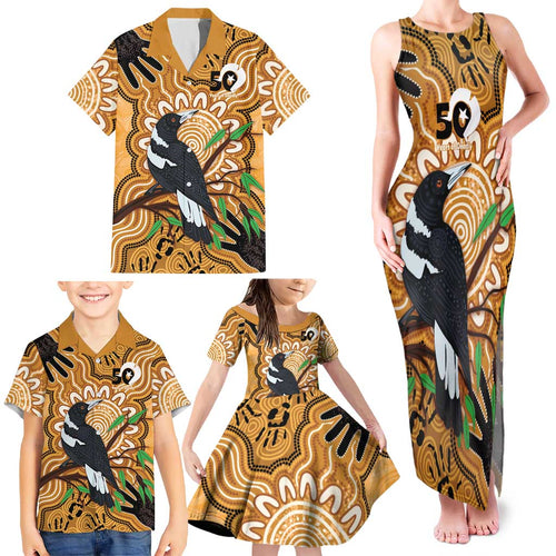 Personalised Australia Magpie NAIDOC Week 2026 Family Matching Tank Maxi Dress and Hawaiian Shirt 50 Years of Deadly Aboriginal Art