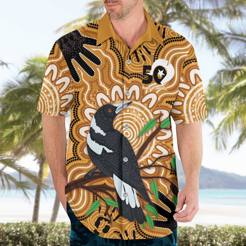Personalised Australia Magpie NAIDOC Week 2026 Hawaiian Shirt 50 Years of Deadly Aboriginal Art