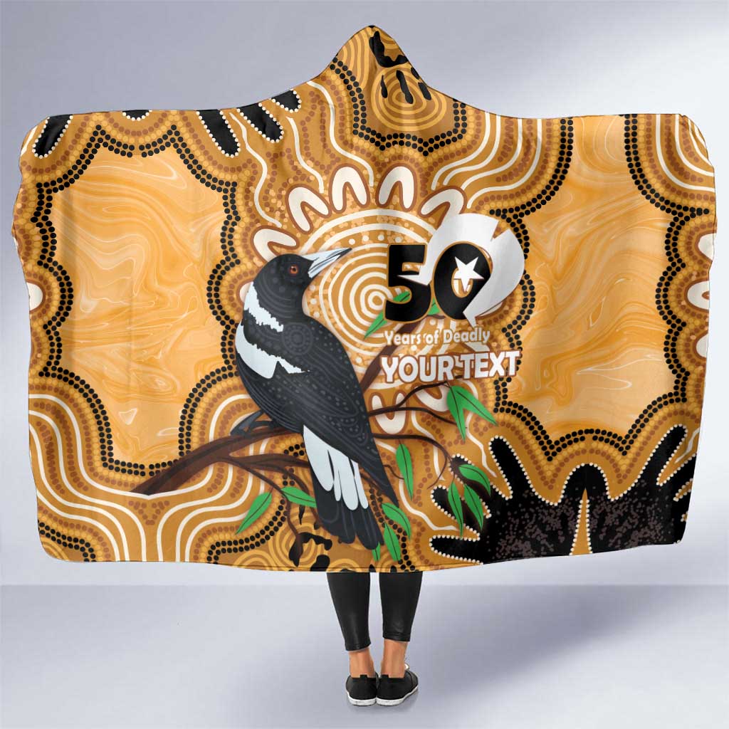 Personalised Australia Magpie NAIDOC Week 2026 Hooded Blanket 50 Years of Deadly Aboriginal Art