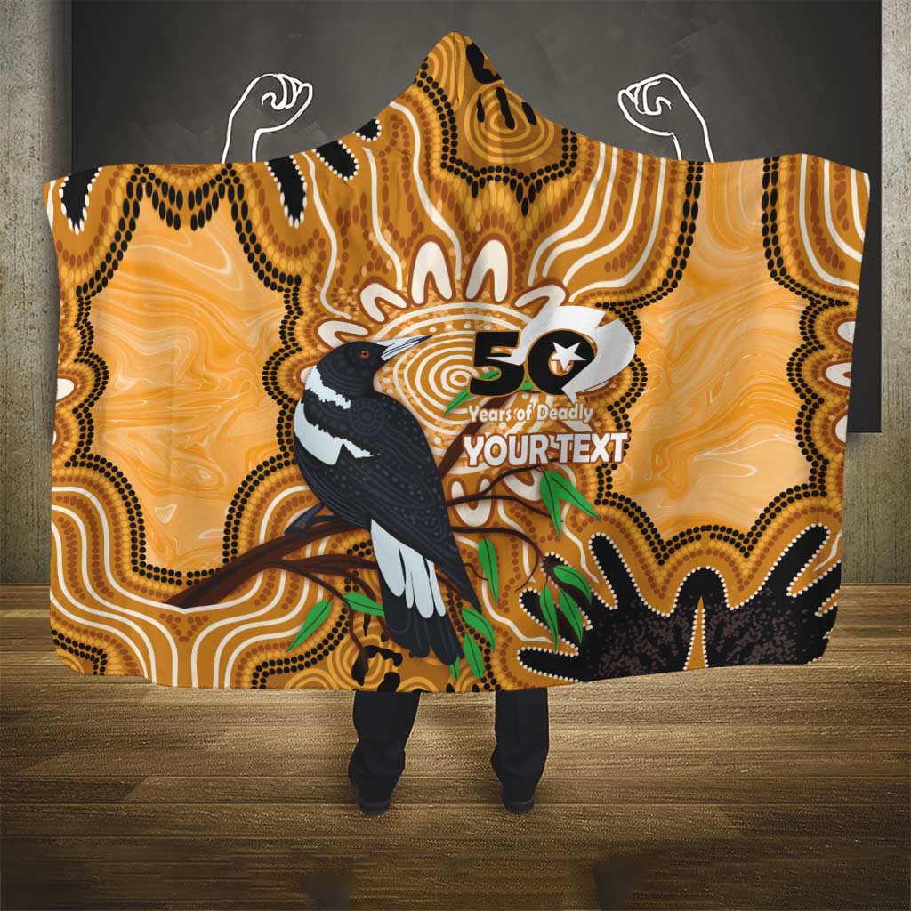 Personalised Australia Magpie NAIDOC Week 2026 Hooded Blanket 50 Years of Deadly Aboriginal Art