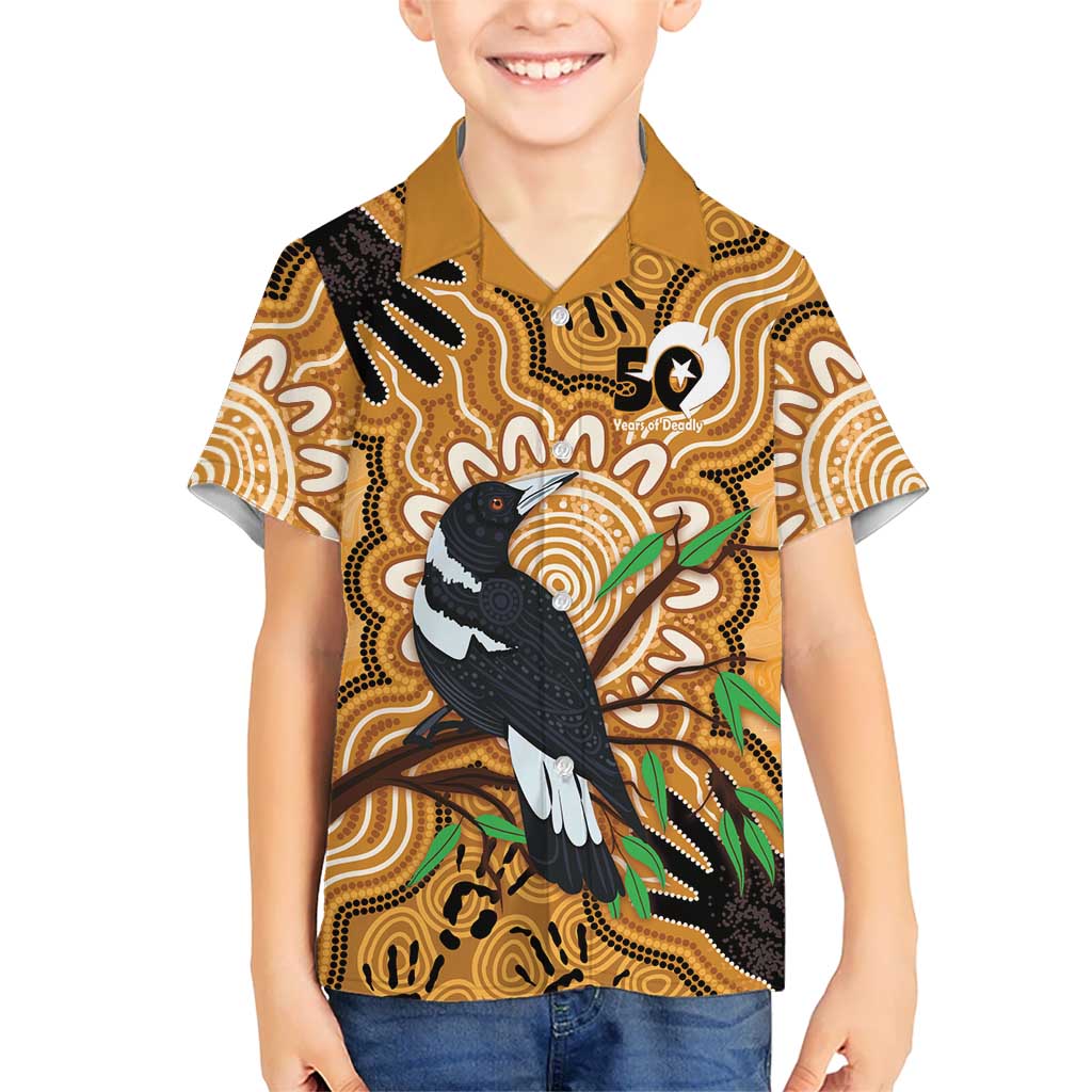 Personalised Australia Magpie NAIDOC Week 2026 Kid Hawaiian Shirt 50 Years of Deadly Aboriginal Art