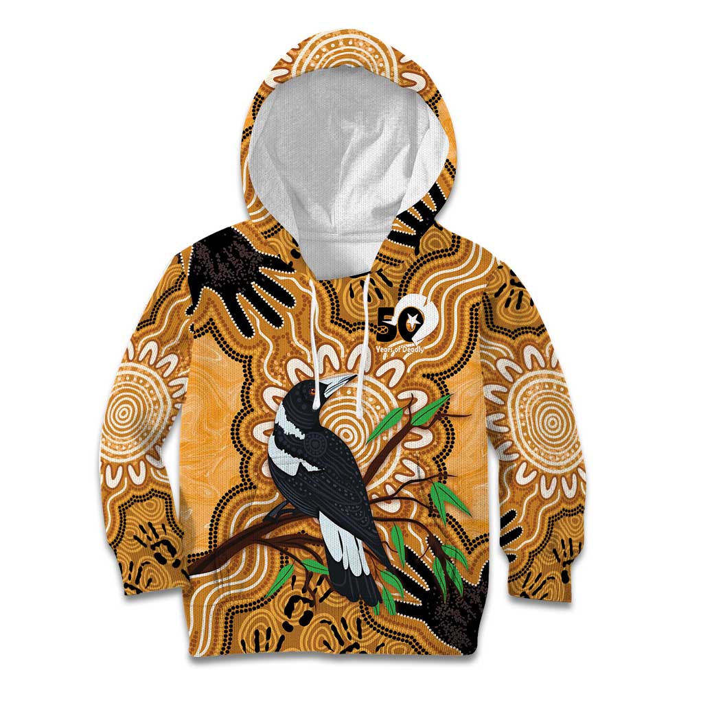 Personalised Australia Magpie NAIDOC Week 2026 Kid Hoodie 50 Years of Deadly Aboriginal Art