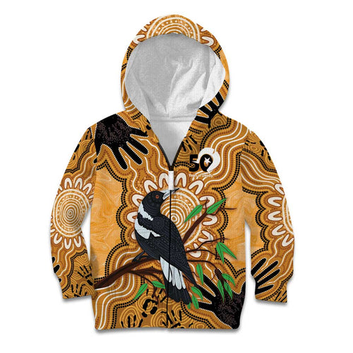 Personalised Australia Magpie NAIDOC Week 2026 Kid Hoodie 50 Years of Deadly Aboriginal Art
