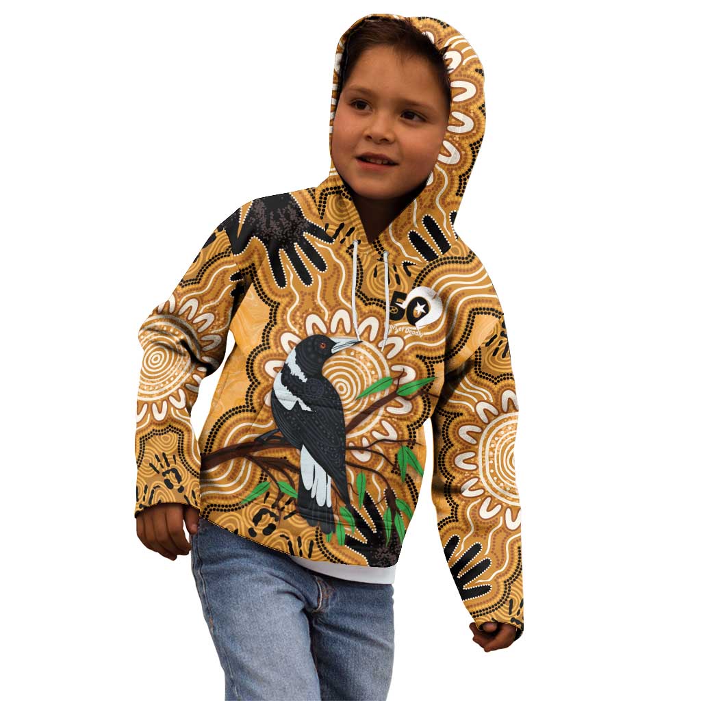 Personalised Australia Magpie NAIDOC Week 2026 Kid Hoodie 50 Years of Deadly Aboriginal Art