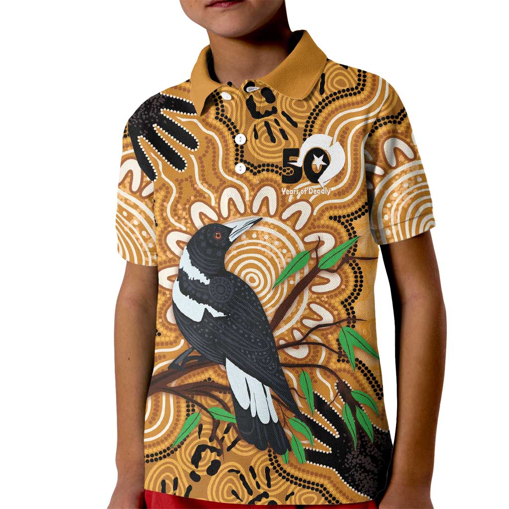 Personalised Australia Magpie NAIDOC Week 2026 Kid Polo Shirt 50 Years of Deadly Aboriginal Art