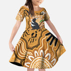 Personalised Australia Magpie NAIDOC Week 2026 Kid Short Sleeve Dress 50 Years of Deadly Aboriginal Art