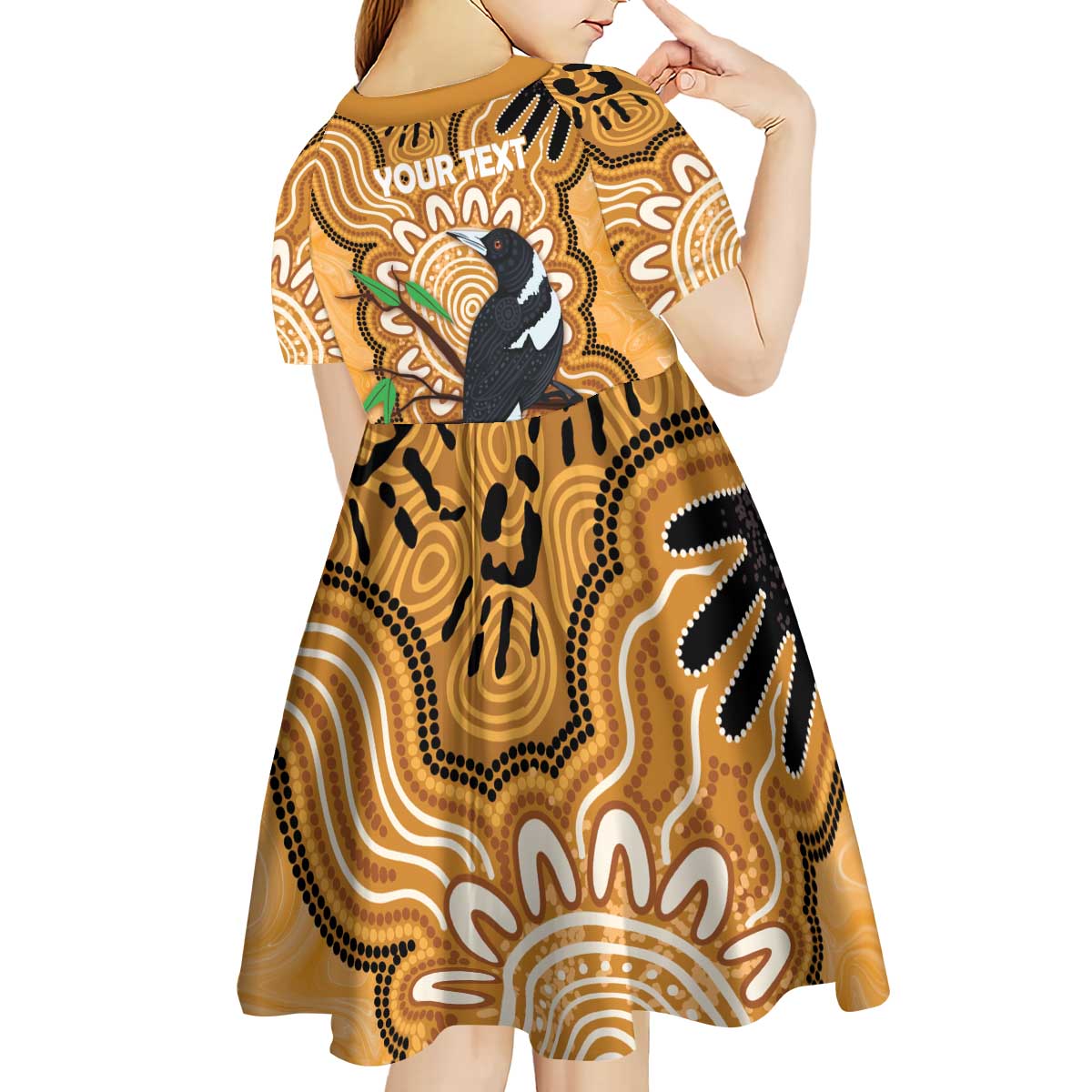 Personalised Australia Magpie NAIDOC Week 2026 Kid Short Sleeve Dress 50 Years of Deadly Aboriginal Art