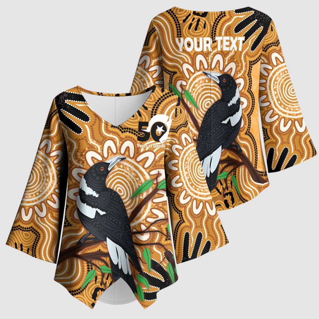 Personalised Australia Magpie NAIDOC Week 2026 Kimono Sleeve Blouse 50 Years of Deadly Aboriginal Art