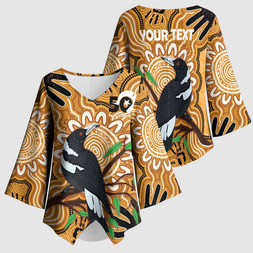 Personalised Australia Magpie NAIDOC Week 2026 Kimono Sleeve Blouse 50 Years of Deadly Aboriginal Art