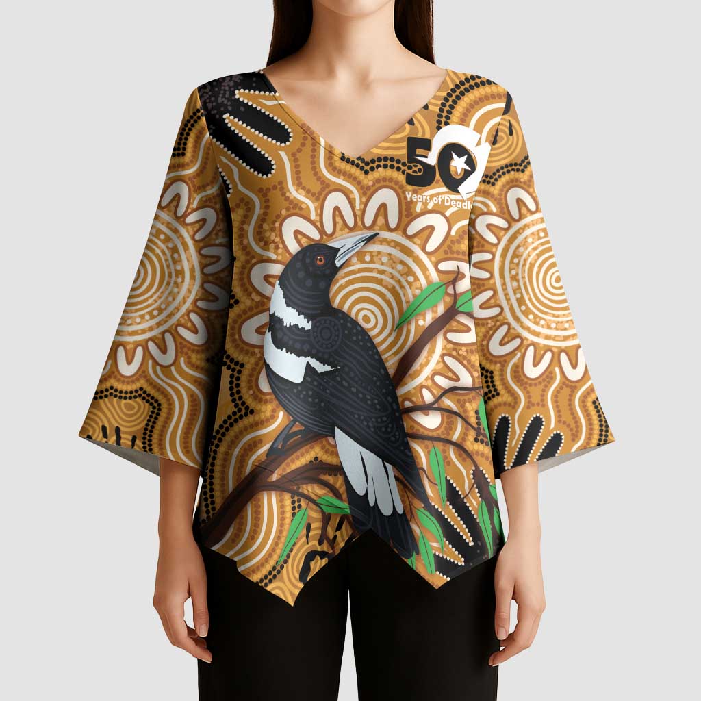 Personalised Australia Magpie NAIDOC Week 2026 Kimono Sleeve Blouse 50 Years of Deadly Aboriginal Art