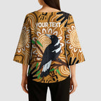 Personalised Australia Magpie NAIDOC Week 2026 Kimono Sleeve Blouse 50 Years of Deadly Aboriginal Art