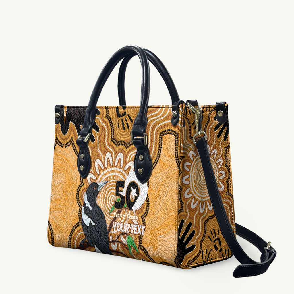Personalised Australia Magpie NAIDOC Week 2026 Leather Bag 50 Years of Deadly Aboriginal Art