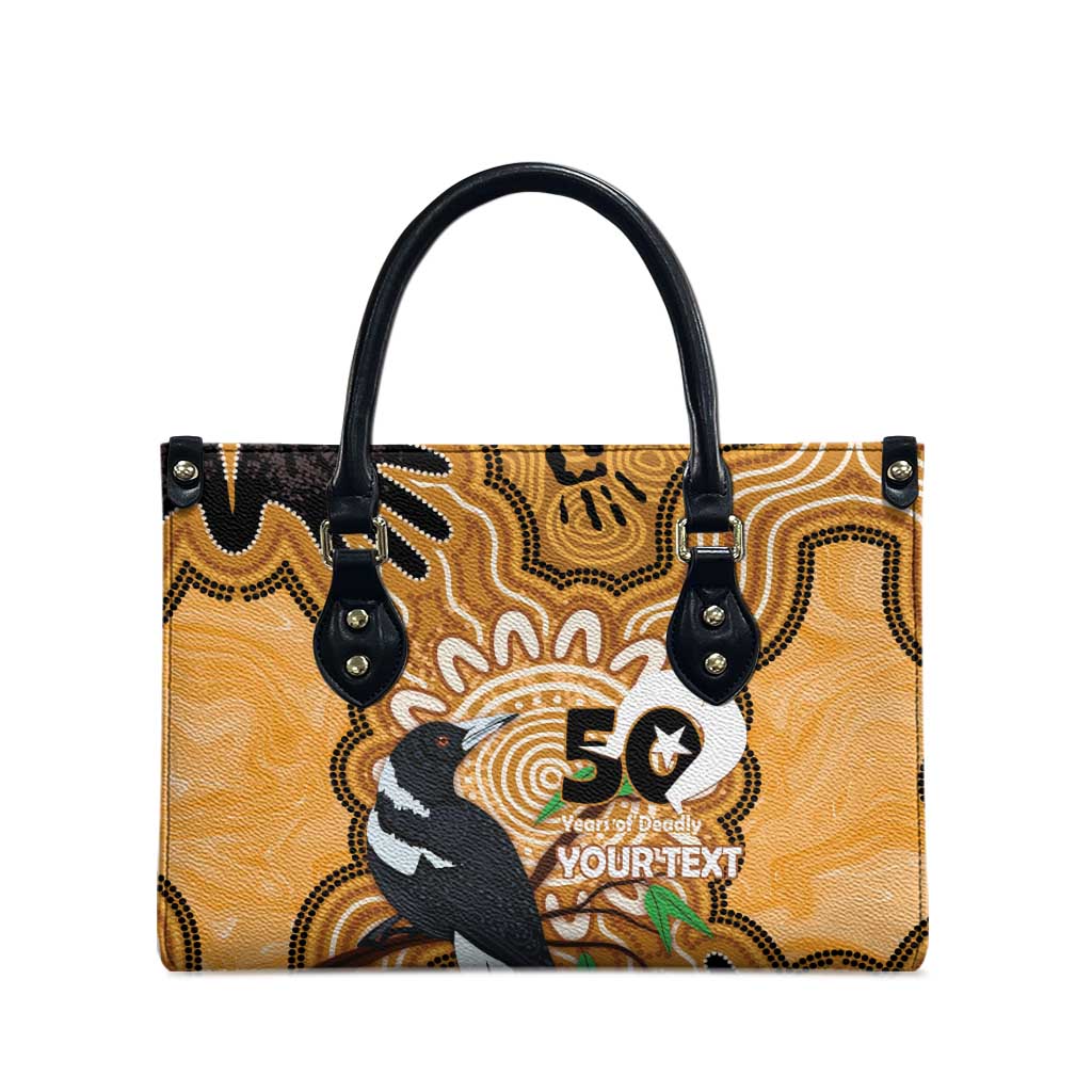 Personalised Australia Magpie NAIDOC Week 2026 Leather Bag 50 Years of Deadly Aboriginal Art