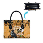 Personalised Australia Magpie NAIDOC Week 2026 Leather Bag 50 Years of Deadly Aboriginal Art