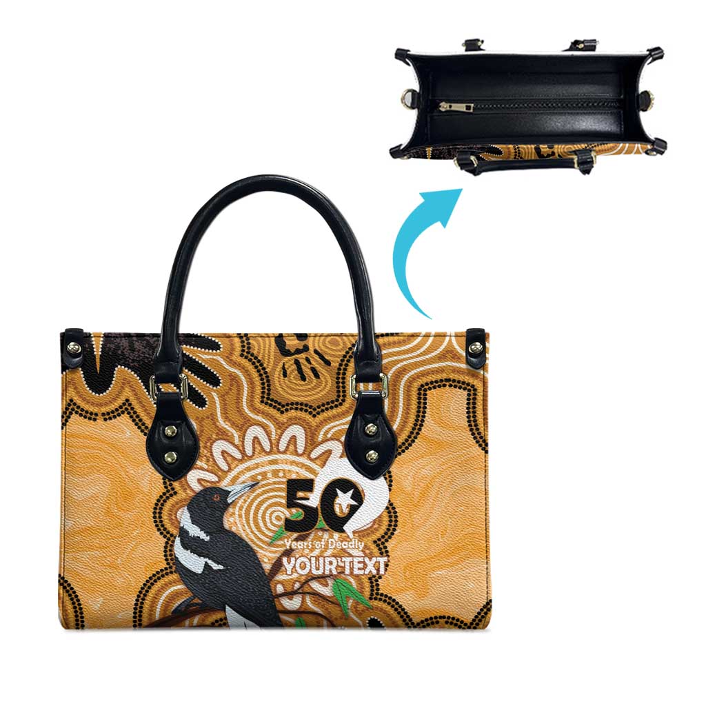 Personalised Australia Magpie NAIDOC Week 2026 Leather Bag 50 Years of Deadly Aboriginal Art