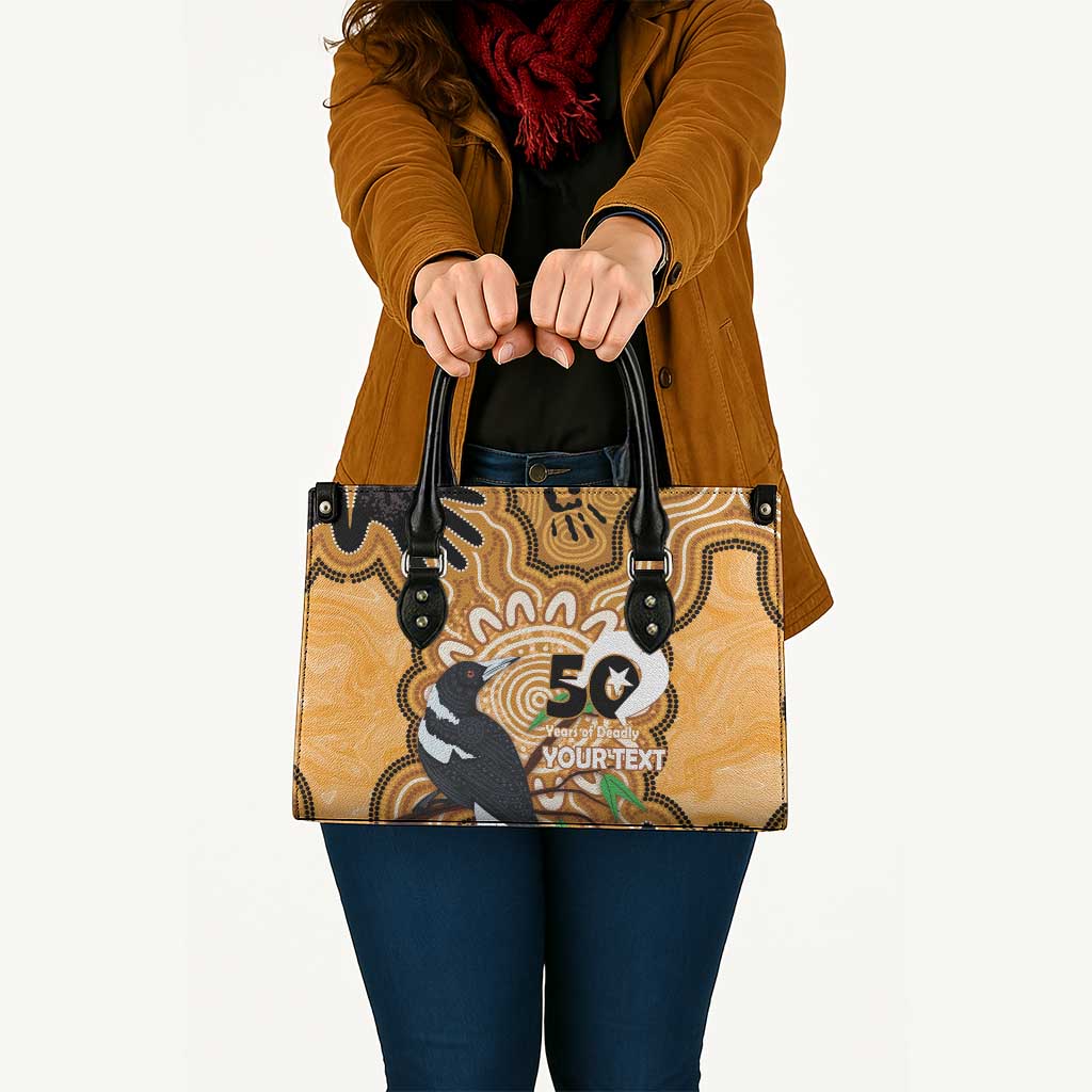 Personalised Australia Magpie NAIDOC Week 2026 Leather Bag 50 Years of Deadly Aboriginal Art