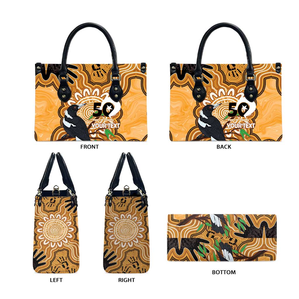 Personalised Australia Magpie NAIDOC Week 2026 Leather Bag 50 Years of Deadly Aboriginal Art