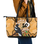 Personalised Australia Magpie NAIDOC Week 2026 Leather Tote Bag 50 Years of Deadly Aboriginal Art