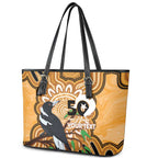 Personalised Australia Magpie NAIDOC Week 2026 Leather Tote Bag 50 Years of Deadly Aboriginal Art