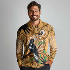 Personalised Australia Magpie NAIDOC Week 2026 Long Sleeve Polo Shirt 50 Years of Deadly Aboriginal Art