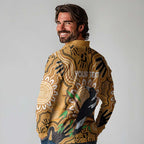 Personalised Australia Magpie NAIDOC Week 2026 Long Sleeve Polo Shirt 50 Years of Deadly Aboriginal Art