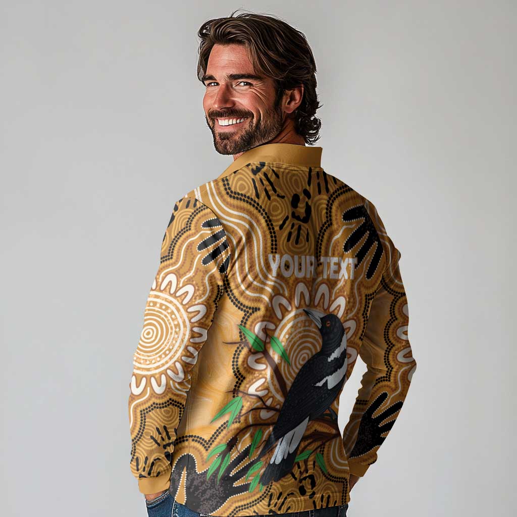 Personalised Australia Magpie NAIDOC Week 2026 Long Sleeve Polo Shirt 50 Years of Deadly Aboriginal Art