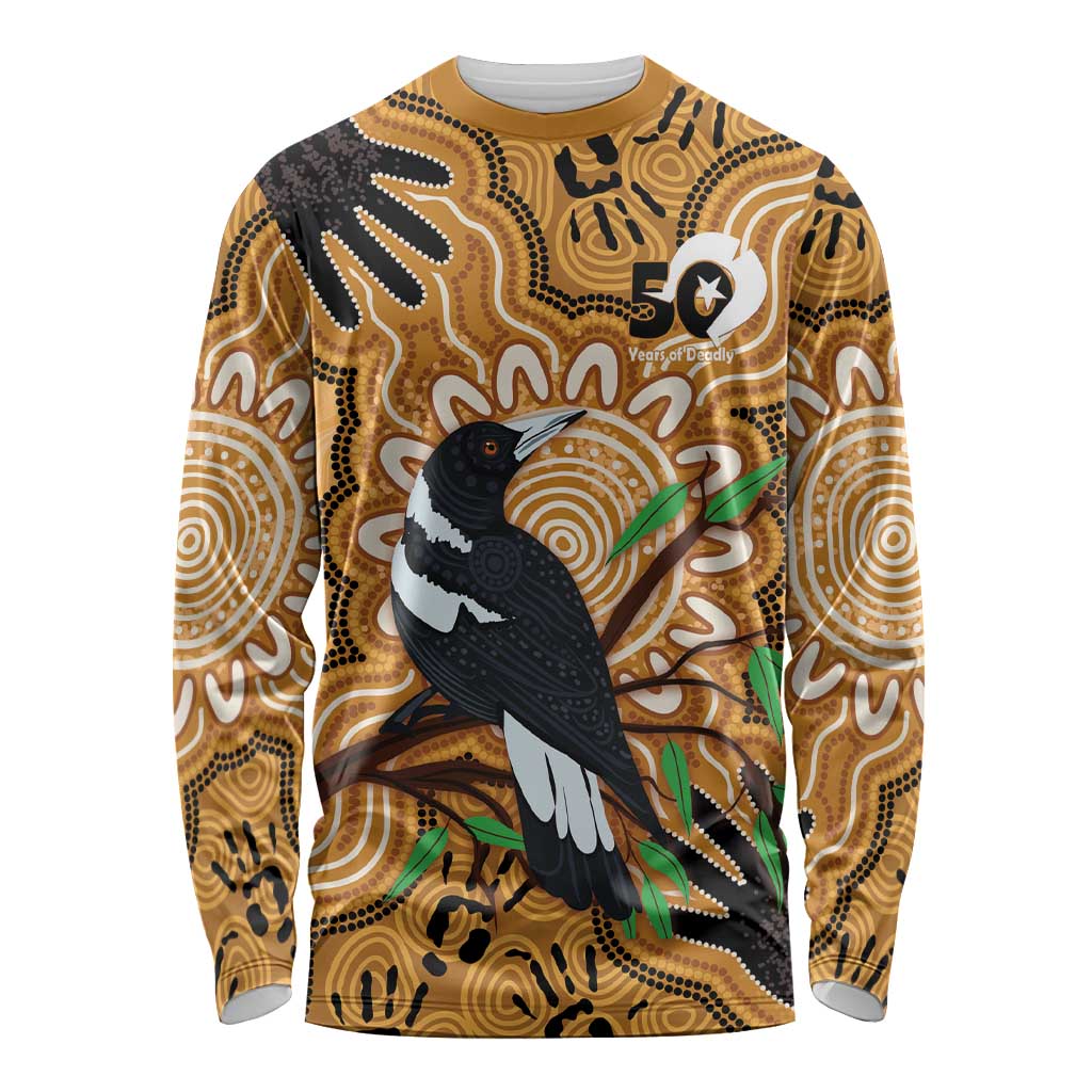 Personalised Australia Magpie NAIDOC Week 2026 Long Sleeve Shirt 50 Years of Deadly Aboriginal Art