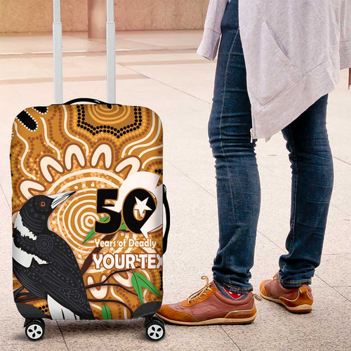 Personalised Australia Magpie NAIDOC Week 2026 Luggage Cover 50 Years of Deadly Aboriginal Art