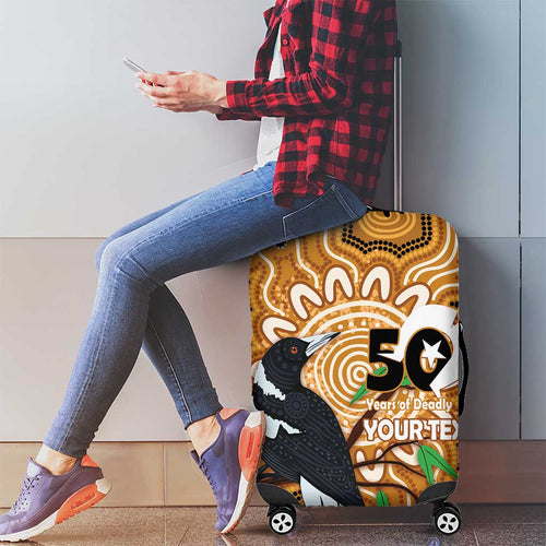 Personalised Australia Magpie NAIDOC Week 2026 Luggage Cover 50 Years of Deadly Aboriginal Art