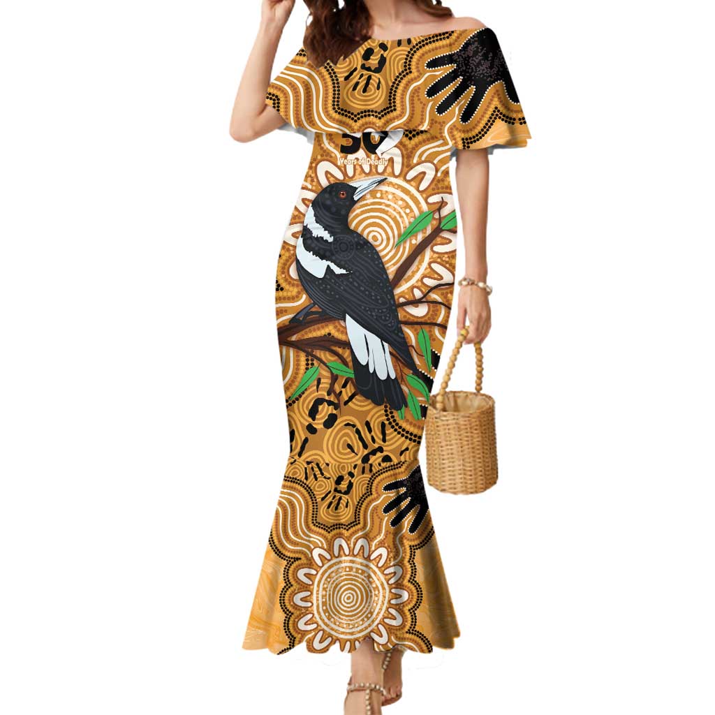 Personalised Australia Magpie NAIDOC Week 2026 Mermaid Dress 50 Years of Deadly Aboriginal Art