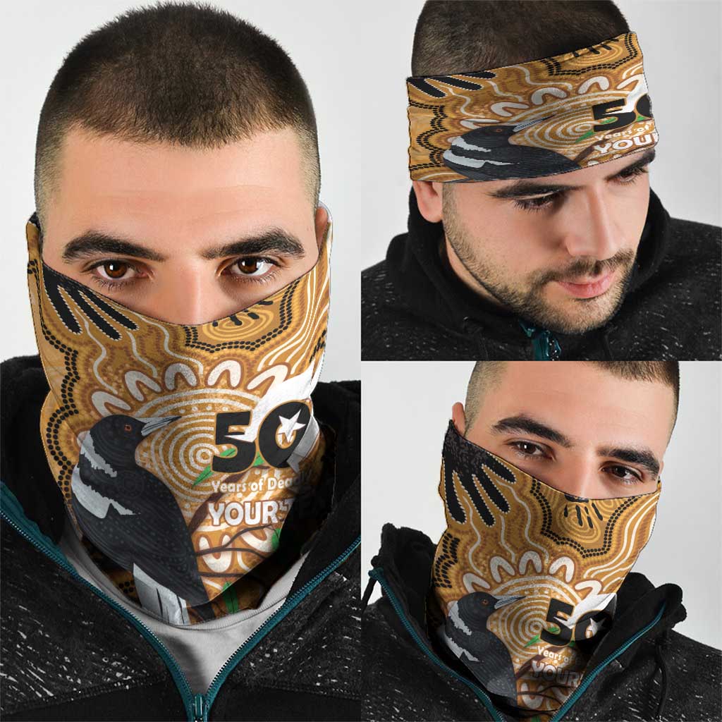 Personalised Australia Magpie NAIDOC Week 2026 Neck Gaiter 50 Years of Deadly Aboriginal Art
