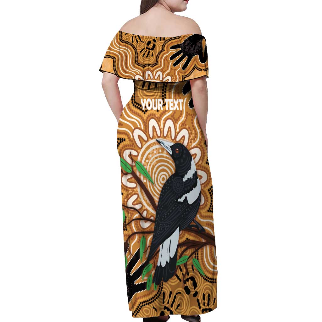 Personalised Australia Magpie NAIDOC Week 2026 Off Shoulder Maxi Dress 50 Years of Deadly Aboriginal Art