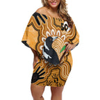 Personalised Australia Magpie NAIDOC Week 2026 Off Shoulder Short Dress 50 Years of Deadly Aboriginal Art
