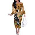 Personalised Australia Magpie NAIDOC Week 2026 Off The Shoulder Long Sleeve Dress 50 Years of Deadly Aboriginal Art