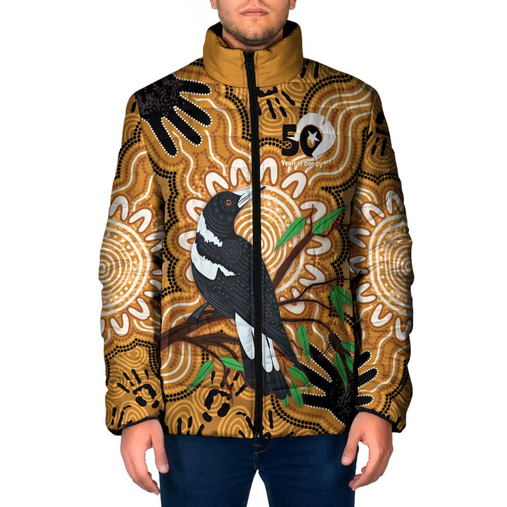 Personalised Australia Magpie NAIDOC Week 2026 Padded Jacket 50 Years of Deadly Aboriginal Art