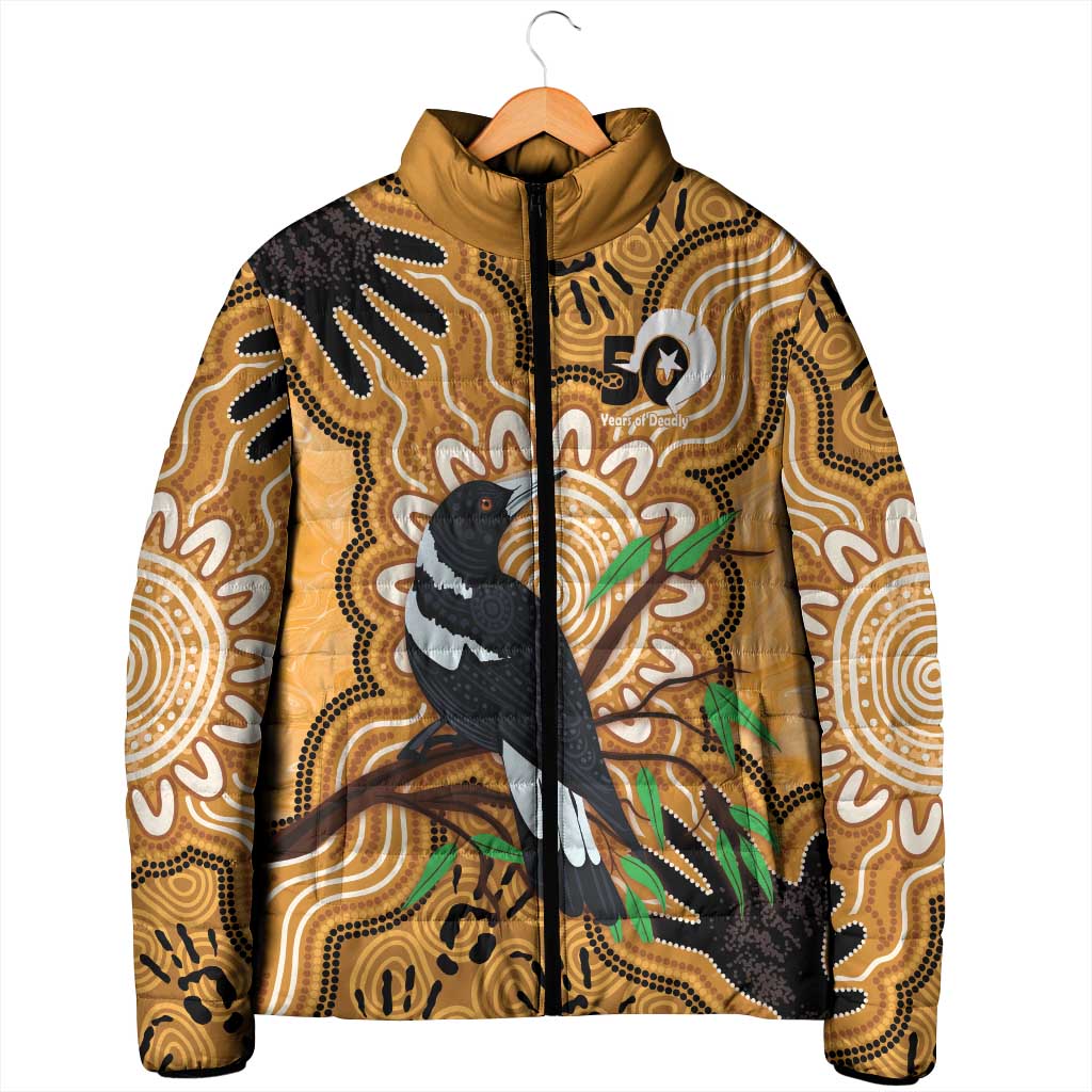Personalised Australia Magpie NAIDOC Week 2026 Padded Jacket 50 Years of Deadly Aboriginal Art