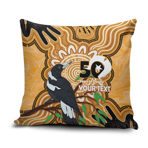 Personalised Australia Magpie NAIDOC Week 2026 Pillow Cover 50 Years of Deadly Aboriginal Art