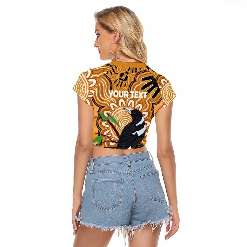 Personalised Australia Magpie NAIDOC Week 2026 Raglan Cropped T Shirt 50 Years of Deadly Aboriginal Art
