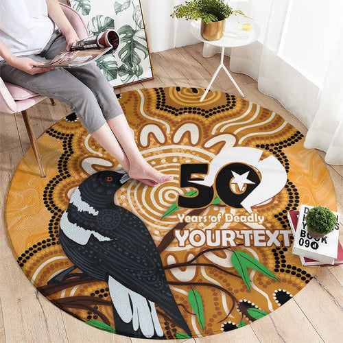 Personalised Australia Magpie NAIDOC Week 2026 Round Carpet 50 Years of Deadly Aboriginal Art