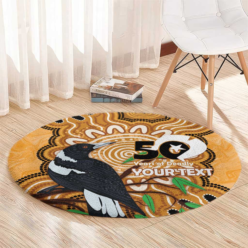 Personalised Australia Magpie NAIDOC Week 2026 Round Carpet 50 Years of Deadly Aboriginal Art